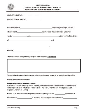 Florida Partial Assignment of Lease Agreement