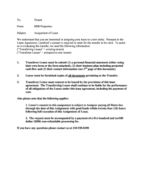 Assignment of Lease