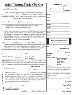 Tennessee Writ of Possession