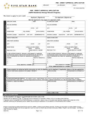 FSB Credit Approval Application