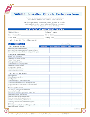 Basketball Officials' Evaluation Form