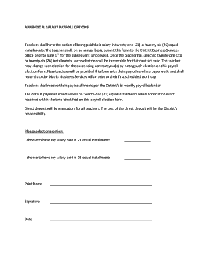 Teacher Salary Payroll Election Form