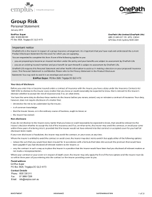 OnePath Life Personal Statement Form