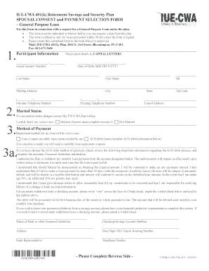 IUE-CWA 401(k) General Purpose Loan Form