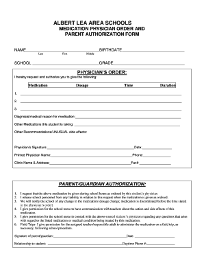 Medication Authorization Form