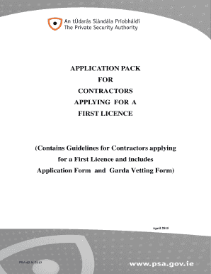 Irish Contractor First Licence Application Pack
