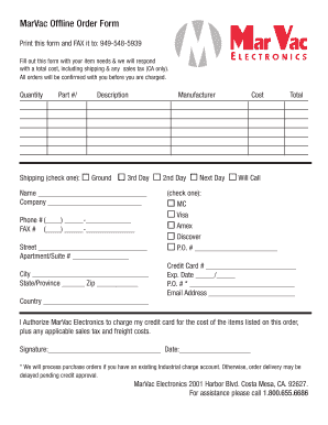 MarVac Offline Order Form