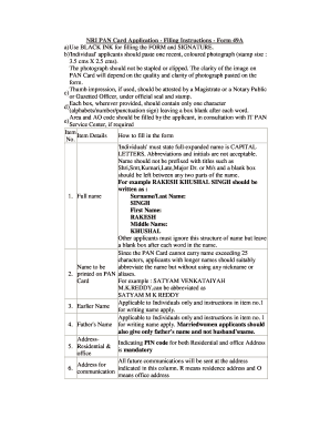 NRI PAN Card Application Form 49A