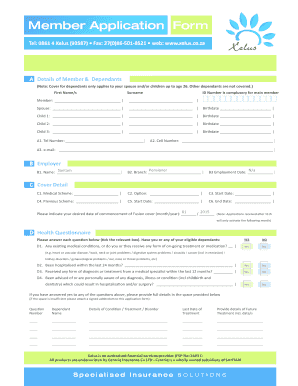 Xelus Member Application Form