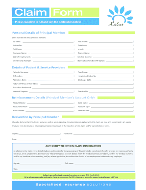 Xelus Medical Claim Form