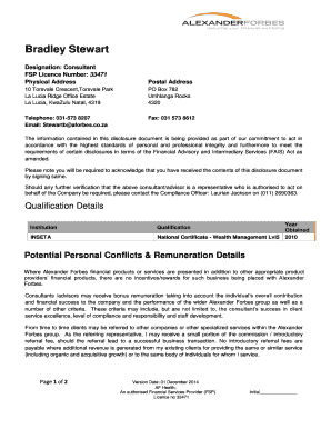 Financial Services Representative Disclosure Document