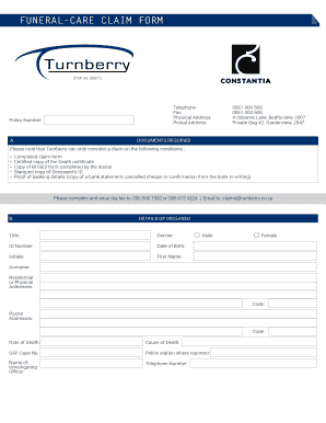 Funeral Care Claim Form