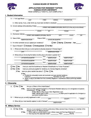 Kansas Resident Tuition Application