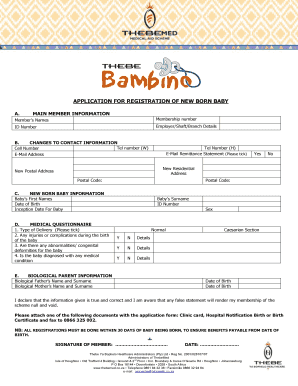 Newborn Baby Registration Form