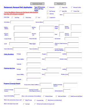 Restaurant Insurance Application Form