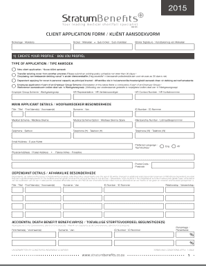 Client Application Form for Insurance Cover