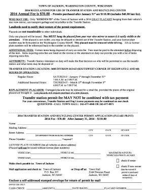 Town of Jackson Transfer Station Permit Application