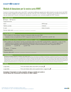 Modulo di donazione per la vostra carta WWF
