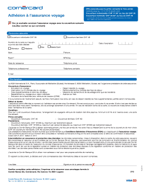 Formulaire d'adhésion à l'assurance voyage