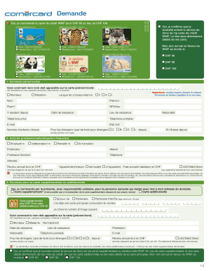 Formulaire de demande de carte de crédit WWF