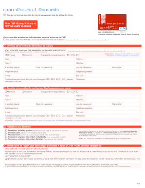 Demande de la carte de membre prepayée Visa de Swiss Shooting