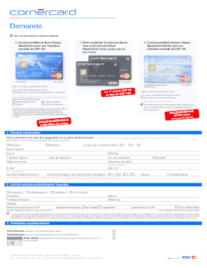 Demande de carte Cornèrcard
