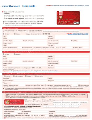 Demande de carte de crédit Swiss Shooting