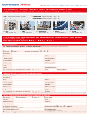 Demande de carte de crédit et carte prépayée Swiss Cycling