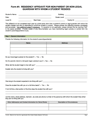 Residency Affidavit for Non-Parent Guardian