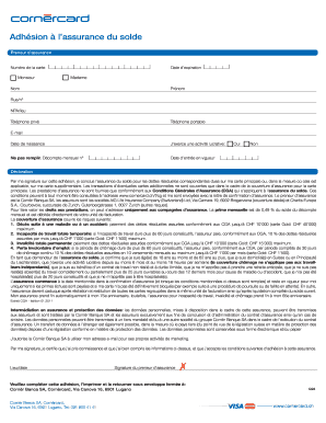 Adhésion à l’assurance du solde