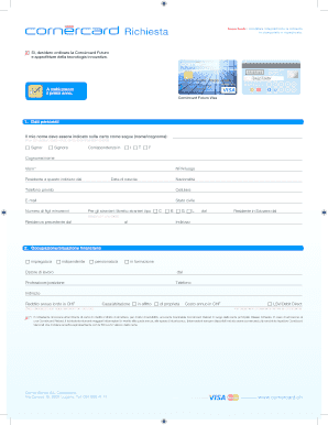Richiesta di carta Cornèrcard Futuro Visa