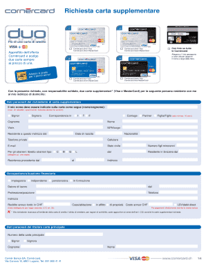 Richiesta carta supplementare