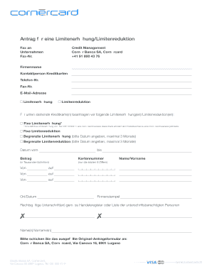 Antrag für eine Limitenerhöhung/Limitenreduktion
