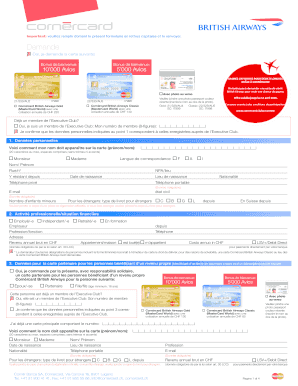Demande de carte Cornèrcard British Airways