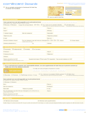 Demande de carte G4 Gold Visa
