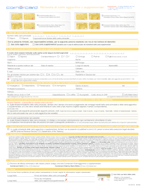 Richiesta di carte aggiuntive o supplementari
