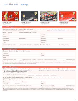 Antrag Ferrari Fan Card