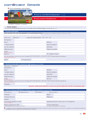 Demande de carte FCB MasterCard