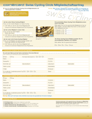 Swiss Cycling Circle Mitgliedschaftsantrag
