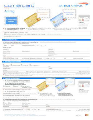 Cornèrcard British Airways Kreditkartenantrag