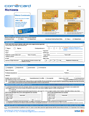 Richiesta Cornèrcard Gold Visa o MasterCard