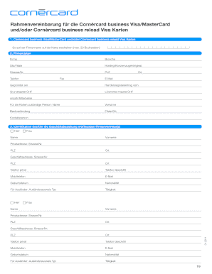 Rahmenvereinbarung für die Cornèrcard business Visa/MasterCard