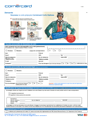 Formulaire de demande de carte prépayée Cornèrcard