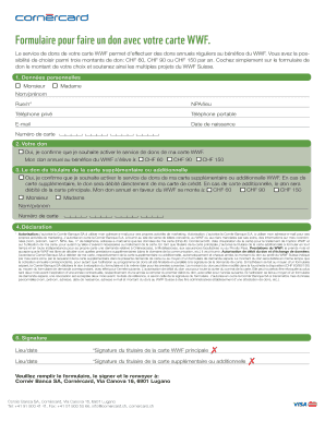 Formulaire pour faire un don avec votre carte WWF