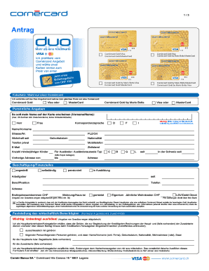 Antrag für Cornèrcard Gold