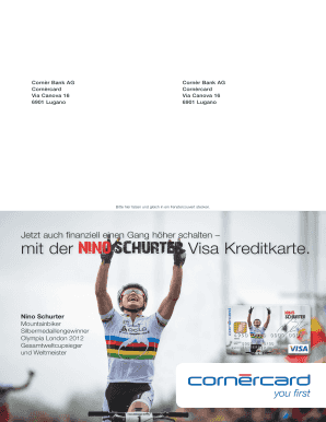 Antrag für die Nino Schurter Visa Kreditkarte