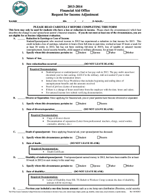 Request for Income Adjustment