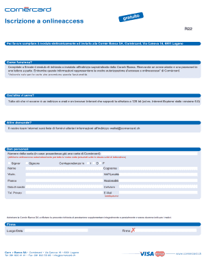 Modulo di iscrizione a onlineaccess