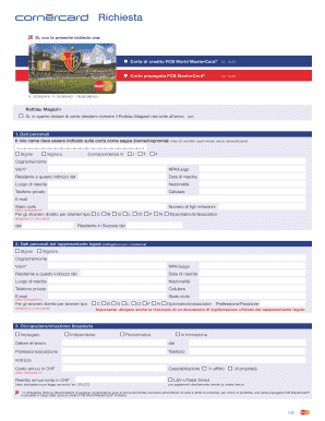 Formulaire de demande de carte FCB MasterCard