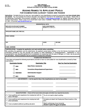 Michigan Civil Service Examination Application